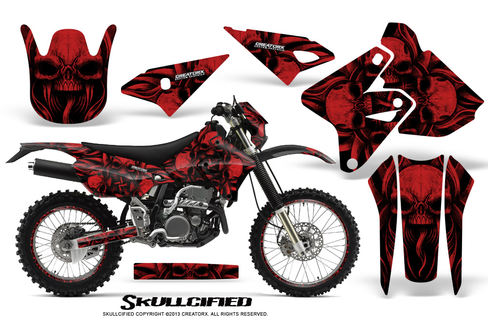 Suzuki DRZ400 Enduro Graphics Kit Skullcified Red NP Rims